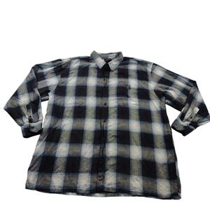 Lowrider Mens 3XL Plaid Flannel Shirt Black Gray White Long Sleeve‎ Button Down